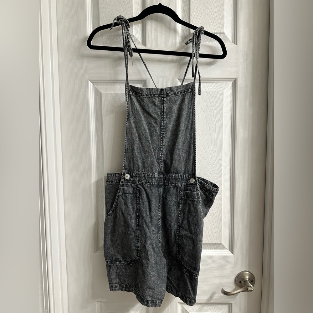 Black Acid Wash Shortalls